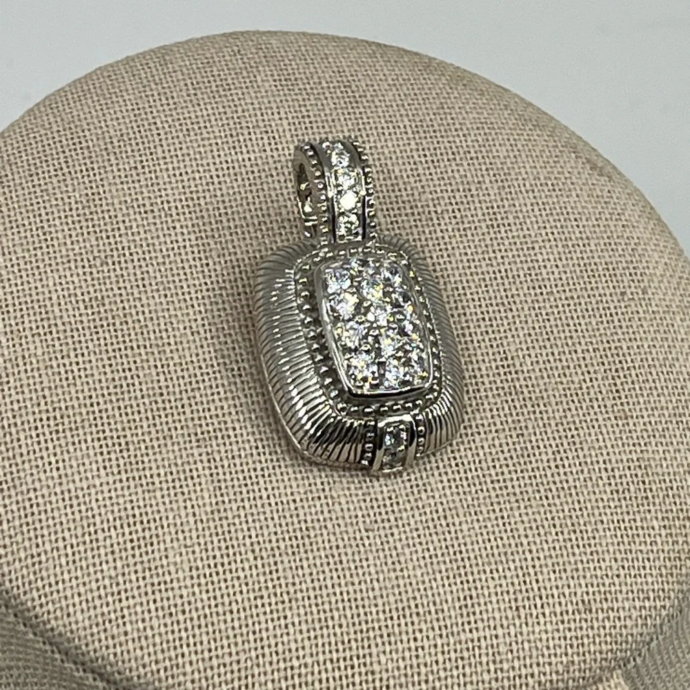 Vintage Judith Ripka Sterling Silver CZ Cluster Enhancer Pendant - Picture 8 of 16